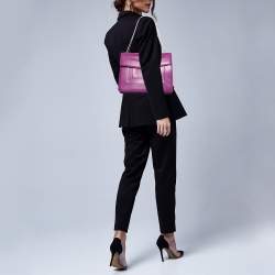 Pre Owned Bvlgari Purple Leather Large Serpenti Forever Shoulder Bag