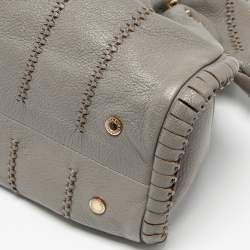مملوكة مسبقًا Bvlgari Grey Cognac Woven Leather Satchel