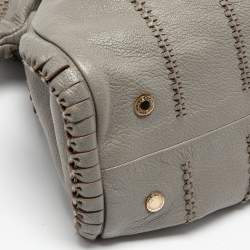 مملوكة مسبقًا Bvlgari Grey Cognac Woven Leather Satchel