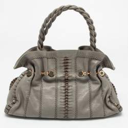 مملوكة مسبقًا Bvlgari Grey Cognac Woven Leather Satchel