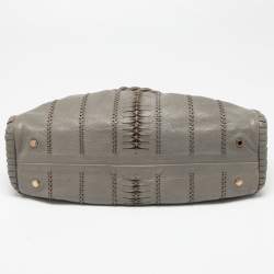 مملوكة مسبقًا Bvlgari Grey Cognac Woven Leather Satchel