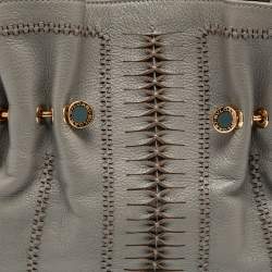 مملوكة مسبقًا Bvlgari Grey Cognac Woven Leather Satchel