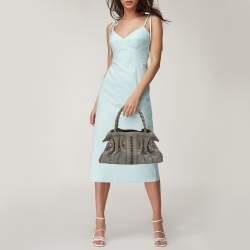 مملوكة مسبقًا Bvlgari Grey Cognac Woven Leather Satchel