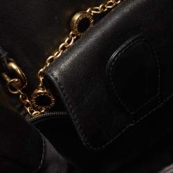 Pre Owned Bvlgari Black Pleated Leather Twistino Tina Shopper Tote
