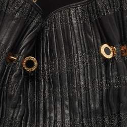 Pre Owned Bvlgari Black Pleated Leather Twistino Tina Shopper Tote