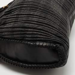 Pre Owned Bvlgari Black Pleated Leather Twistino Tina Shopper Tote