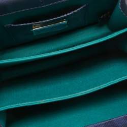 Pre Owned Bvlgari Navy Blue Karung Leather Serpenti Forever Top Handle Bag