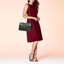 Bvlgari Olive Green Leather Medium Serpenti Forever Flap Shoulder Bag