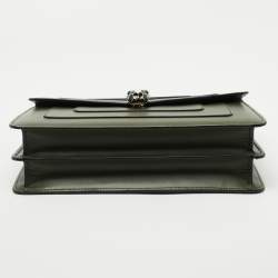 Bvlgari Olive Green Leather Medium Serpenti Forever Flap Shoulder Bag