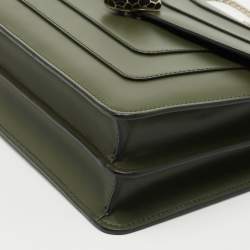 Bvlgari Olive Green Leather Medium Serpenti Forever Flap Shoulder Bag