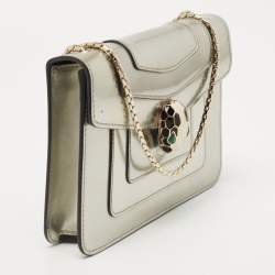 Pre Owned Bvlgari Metallic Patent Leather Serpenti Forever Shoulder Bag