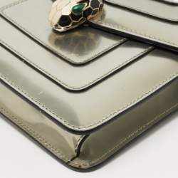 Pre Owned Bvlgari Metallic Patent Leather Serpenti Forever Shoulder Bag