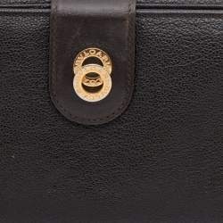 Pre Owned Bvlgari Dark Brown Leather Flap Continental Wallet