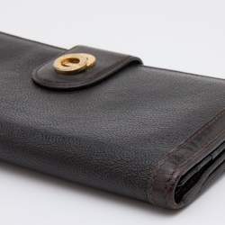 Pre Owned Bvlgari Dark Brown Leather Flap Continental Wallet
