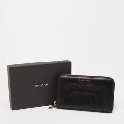 Bvlgari Black Leather Serpenti Forever Zip Around Wallet