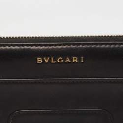 Bvlgari Black Leather Serpenti Forever Zip Around Wallet