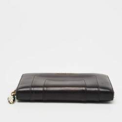 Bvlgari Black Leather Serpenti Forever Zip Around Wallet