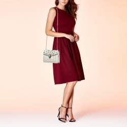 Pre Owned Bvlgari Off White Leather Serpenti Forever Crystal Embellished Shoulder Bag