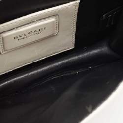 Pre Owned Bvlgari Off White Leather Serpenti Forever Crystal Embellished Shoulder Bag