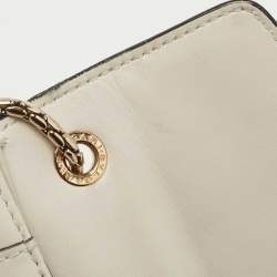 Pre Owned Bvlgari Off White Leather Serpenti Forever Crystal Embellished Shoulder Bag