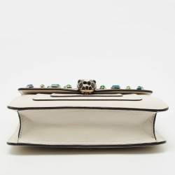 Pre Owned Bvlgari Off White Leather Serpenti Forever Crystal Embellished Shoulder Bag