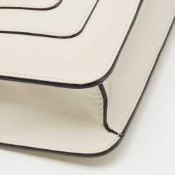 Pre Owned Bvlgari Off White Leather Serpenti Forever Crystal Embellished Shoulder Bag