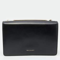 Bvlgari Black Leather and Perspex Medium Flap Crossbody Bag