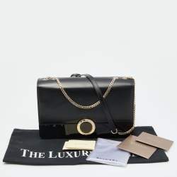 Bvlgari Black Leather and Perspex Medium Flap Crossbody Bag