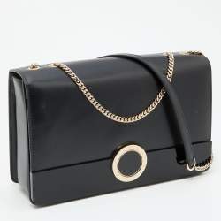 Bvlgari Black Leather and Perspex Medium Flap Crossbody Bag
