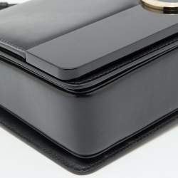 Bvlgari Black Leather and Perspex Medium Flap Crossbody Bag