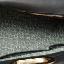Pre Owned Bvlgari Black/White Woven Leather Isabella Rossellini Top Handle Bag