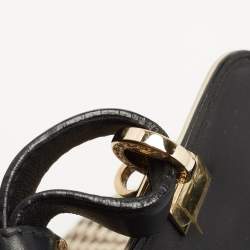 Pre Owned Bvlgari Black/White Woven Leather Isabella Rossellini Top Handle Bag