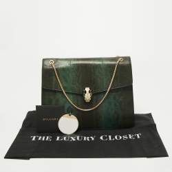 Pre Owned حقيبة كتف بولغاري سيربنتي فوريفر جلد أخضر بقلاب