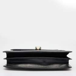 Pre Owned Bvlgari Black Leather Medium Serpenti Forever Flap Shoulder Bag