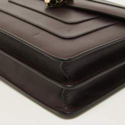 Pre Owned Bvlgari Plum Leather Medium Serpenti Forever Flap Shoulder Bag