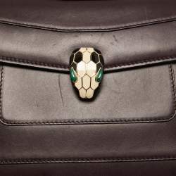 Pre Owned Bvlgari Plum Leather Medium Serpenti Forever Flap Shoulder Bag