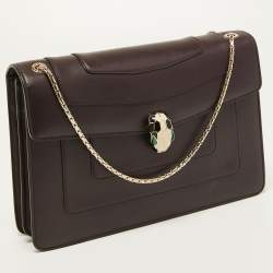 Pre Owned Bvlgari Plum Leather Medium Serpenti Forever Flap Shoulder Bag