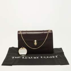 Pre Owned Bvlgari Plum Leather Medium Serpenti Forever Flap Shoulder Bag