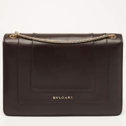 Pre Owned Bvlgari Plum Leather Medium Serpenti Forever Flap Shoulder Bag