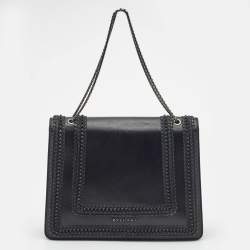 Bvlgari Black Leather Large Plisse Serpenti Forever Shoulder Bag