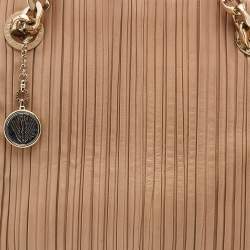Pre Owned Bvlgari Beige Leather Monte Plisse Shopper Tote