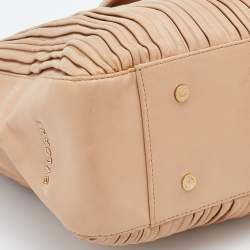 Pre Owned Bvlgari Beige Leather Monte Plisse Shopper Tote