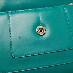 Pre Owned Bvlgari Green Leather Medium Serpenti Forever Flap Shoulder Bag