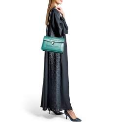 Pre Owned Bvlgari Green Leather Medium Serpenti Forever Flap Shoulder Bag