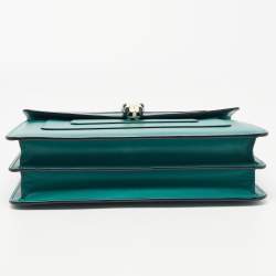 Pre Owned Bvlgari Green Leather Medium Serpenti Forever Flap Shoulder Bag