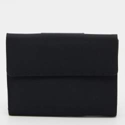 مملوكة مسبقًا Bvlgari Black Canvas and Leather Compact Wallet