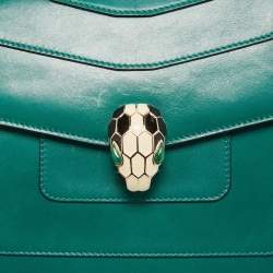 Bvlgari Green Leather Medium Serpenti Forever Shoulder Bag