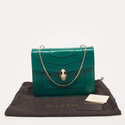 Bvlgari Green Leather Medium Serpenti Forever Shoulder Bag