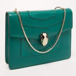 Bvlgari Green Leather Medium Serpenti Forever Shoulder Bag