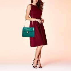 Bvlgari Green Leather Medium Serpenti Forever Shoulder Bag